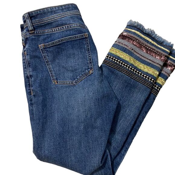 Pilcro and the Letterpress Size 27 Stet Patterned Cropped slim straight Jeans - Picture 2 of 7